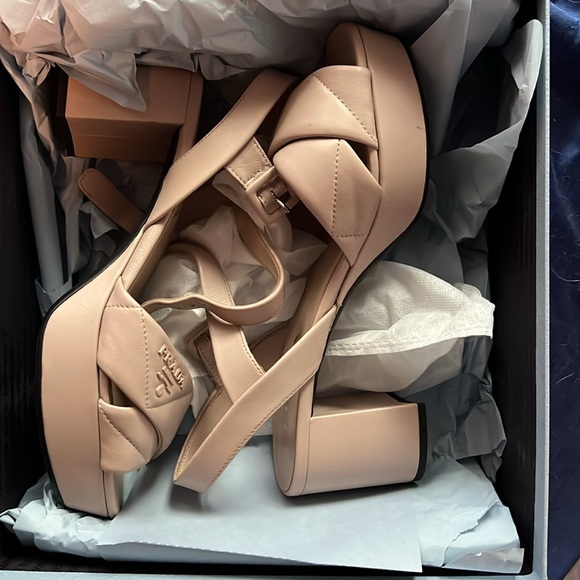 Prada Quilted Leather Ankle Strap Sandals - Picture 6 of 9